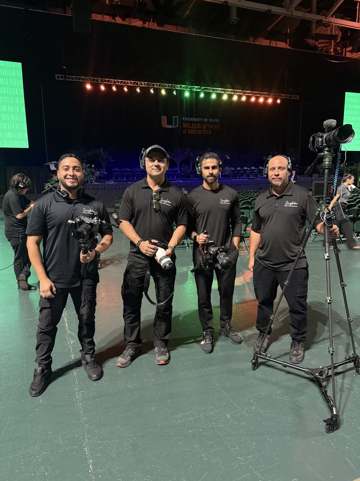 Jaime Andres Media crew filming the University of Miami Miller School of Medicine graduation ceremony